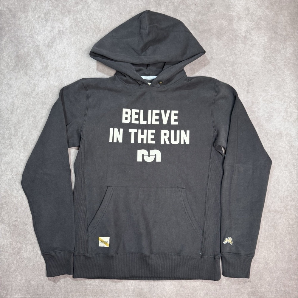 Tracksmith Hoodie Sweatshirt Believe in The Run Mens Small Black